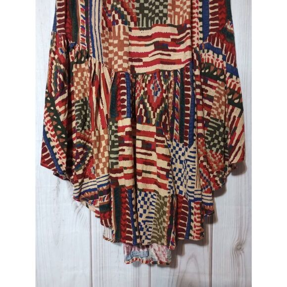 Farm Rio Skirt Ladies Small‎ Brown Asymmetrical Linen Blend Bohemian 70s - Picture 4 of 9